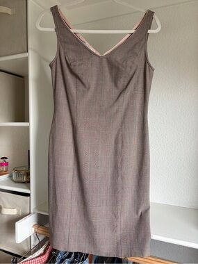 Vintage Plaid Dress - Classic Plaid Sheath Dress in Muted Taupe